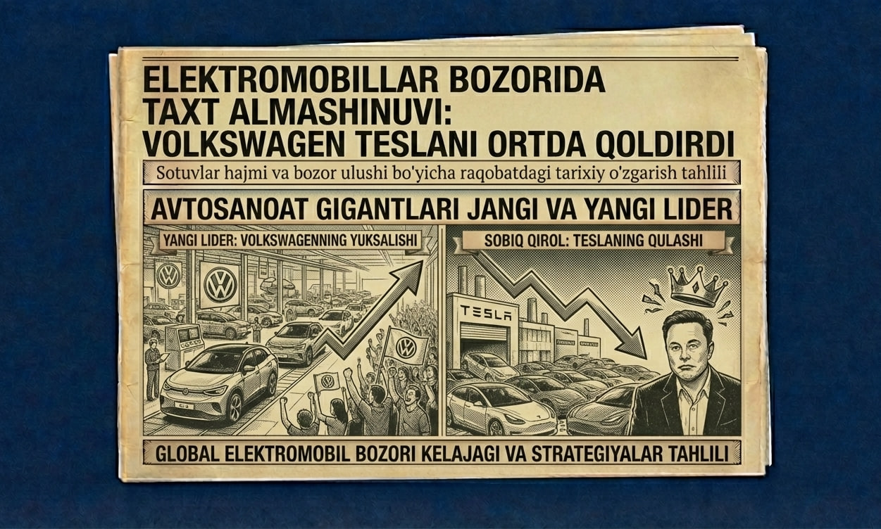 Elektromobillar bozorida taxt almashinuvi: Volkswagen Teslani ortda qoldirdi